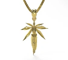 Flatbush Zombies FBZ Crucifix Leaf Chain Gold