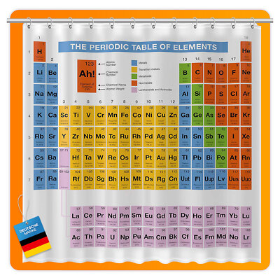 Duschvorhang Periodensystem Chemie Elemente Motiv Bad Badezimmer Wannenvorhang