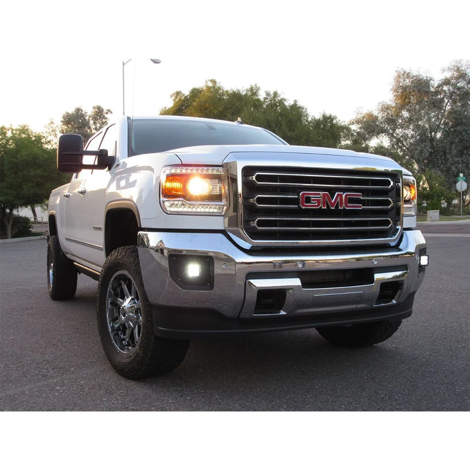 Kit de luces antiniebla rígidas negras medianoche PRO LED para 15-19 GMC Sierra 2500 3500 Foto 2 de 4