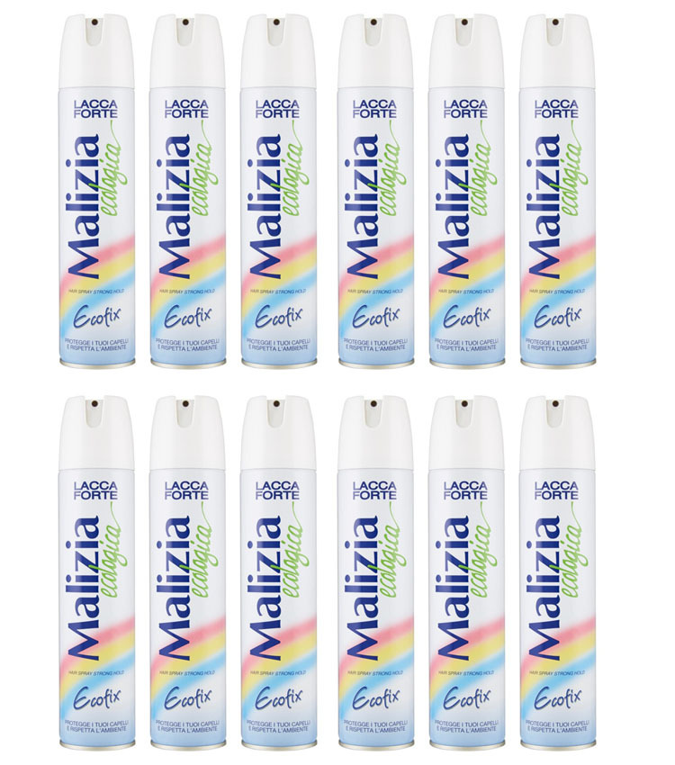 Fornitura 12x Malizia Lacca Ecologica Forte 500ml - Prezzo Ingrosso