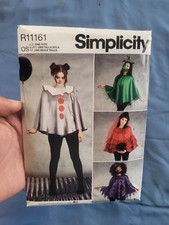 Simplicity R11161 Clown, Witch, Zombie Bride, Spider Queen PONCHO S9350 Pattern