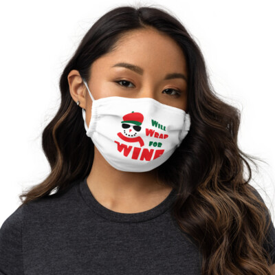 Will Wrap For Wine - Christmas Premium Face Mask - One Size