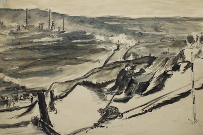 Coal Mining Worker | Ink Drawing Unsigned Circa 1950