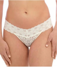 Wacoal Halo Lace Thong Size M 12 Ivory Classic Elegant Knickers New