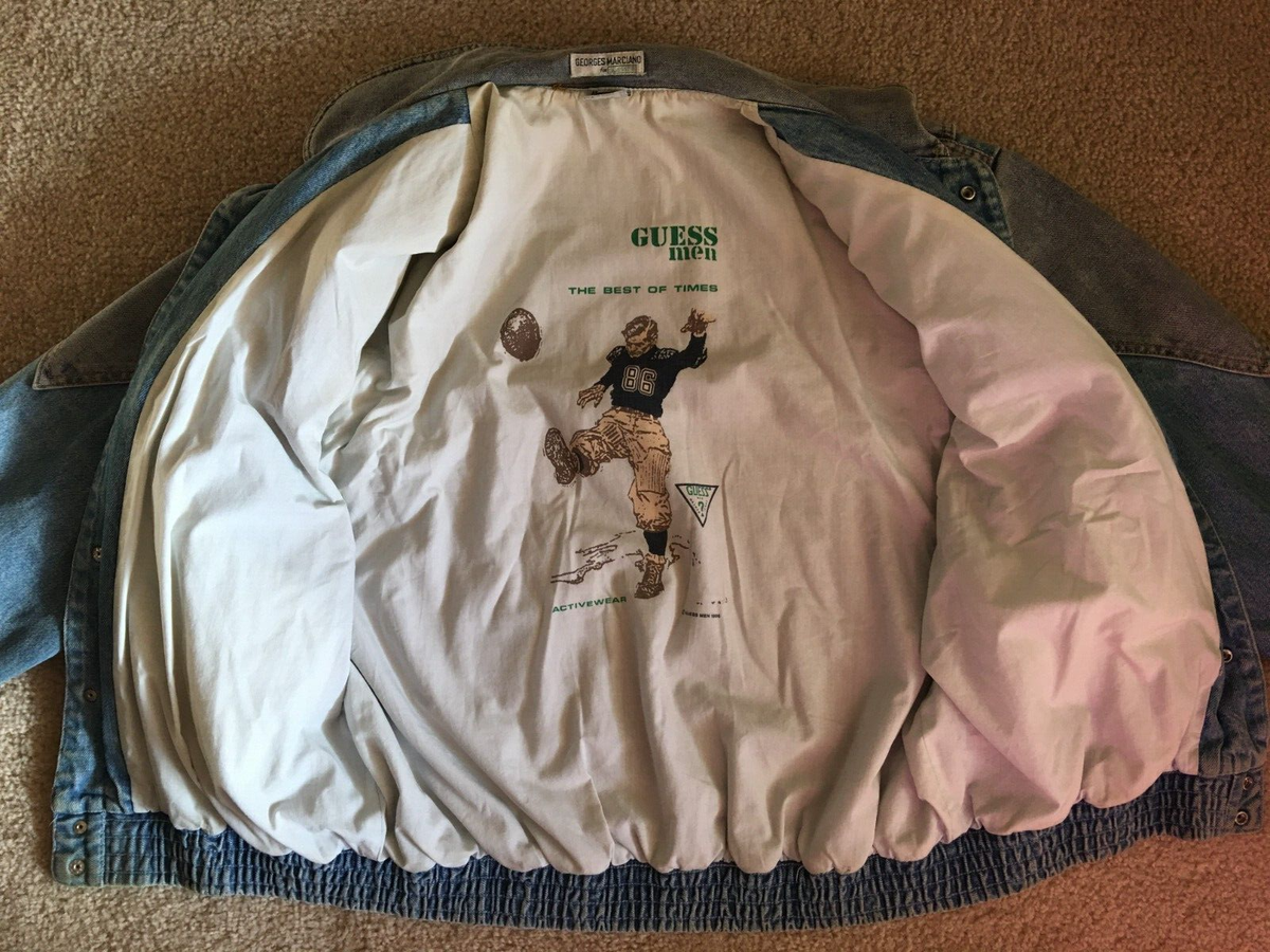 VINTAGE 80s GUESS BY MARCIANO DENIM Activewear Jacket 1986 Size M