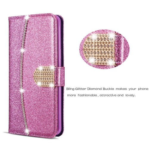 For Huawei P Smart 2020 P40 Mate 30 Lite P8 Shiny Case Leather Flip Phone Cover - Imagen 10 de 13