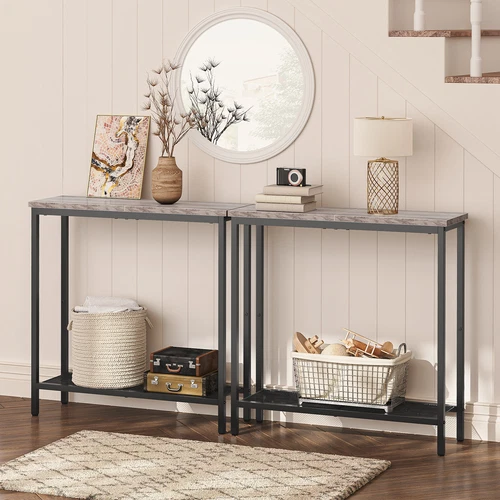 HOOBRO Slim Console Table with Storage Industrial Hallway Table Slim Sofa Table - Picture 5 of 8