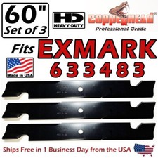 COPPERHEAD 3-PACK 60" HD EXMARK LAZER Z BLADES 633483 - MADE IN USA - 1/4" THICK