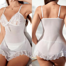 Sexy Women's Lingerie Floral Lace Sleepwear Underwear Dress See-Thru Babydoll US