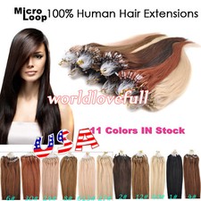 Micro Ring Loop Beads Tip Hair Extensions 100 Real Brazilian Human Remy Hair12A