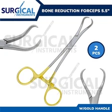 2 Pcs Bone Reduction Forceps 5.5" Gold Plated Surgical Instruments German Grade