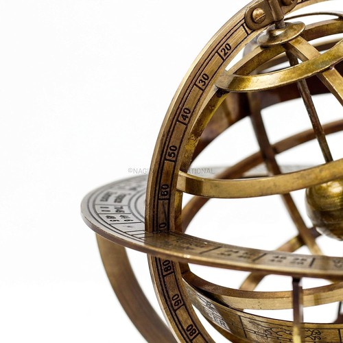 Astrolabe Antique Armillary Sphere Brass Desktop Globe Vintage Decor & Gift - Picture 6 of 9