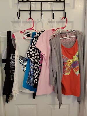 Lot X6 Justice Girl Summer Shirts Variety Of Colors, Graphics And Prints Size 12