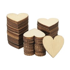 20mm Wooden Hearts, 100 Pack Unfinished Wood Hearts Blank Wooden Cutouts