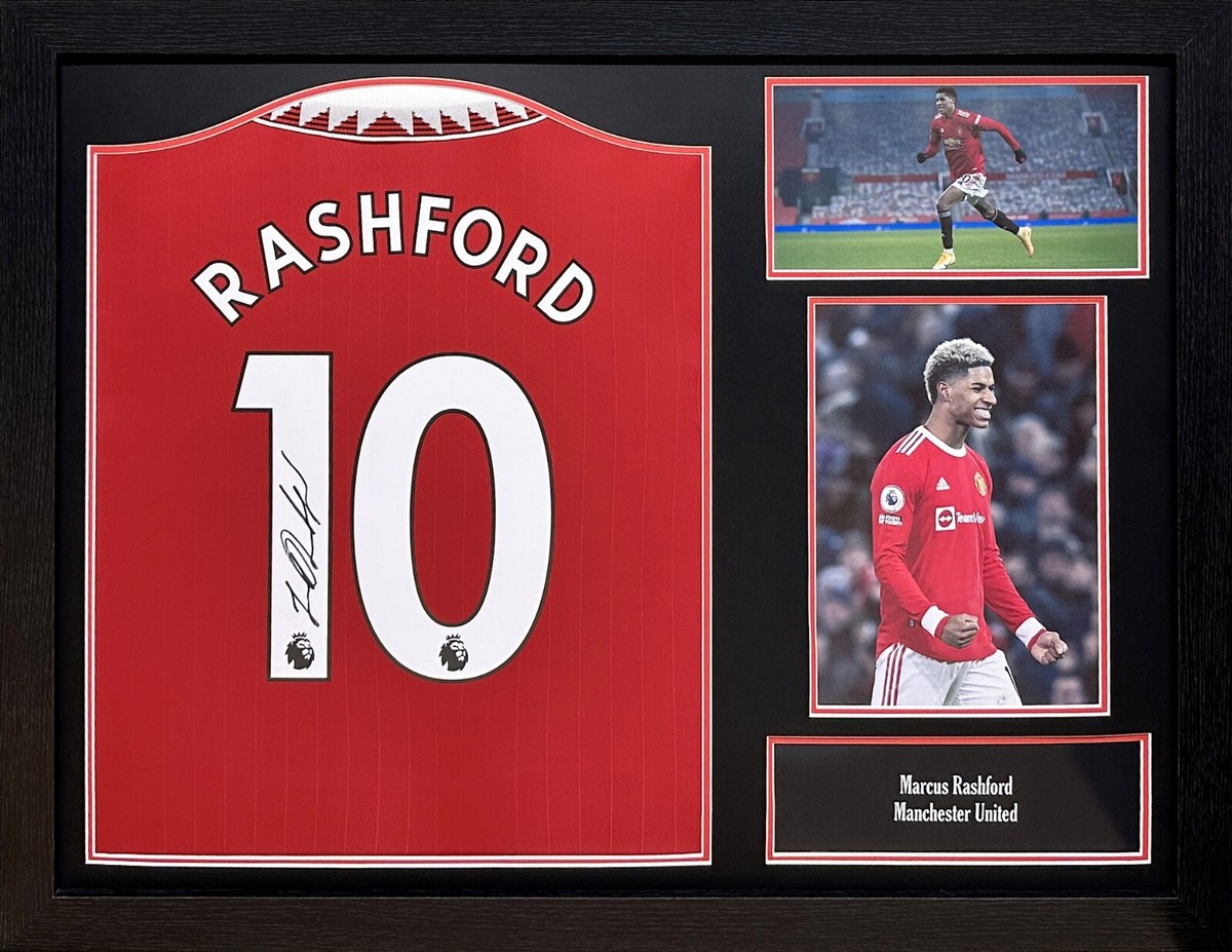 FRAMED MARCUS RASHFORD SIGNED MANCHESTER UNITED FOOTBALL SHIRT