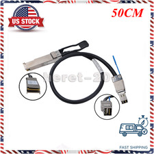 External Mini SAS HD SFF-8644 to QSFP SFF-8436 Hybrid SAS Cable 30AWG 50CM