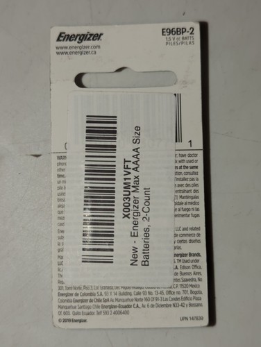 Energizer Max AAAA Size Batteries 2-Count E96BP-2 1.5v Exp. 12/2027 - Picture 2 of 3