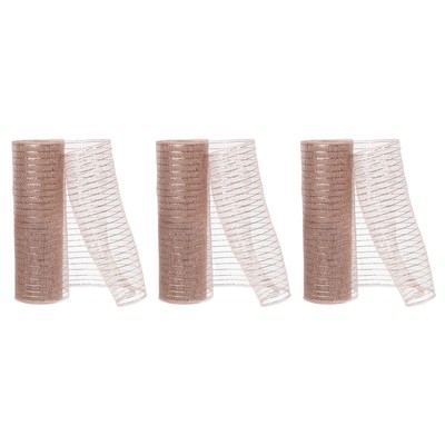 3pcs Decorative Mesh, 10Inx10Yard Decorative Mesh Ribbon Roll,Brown
