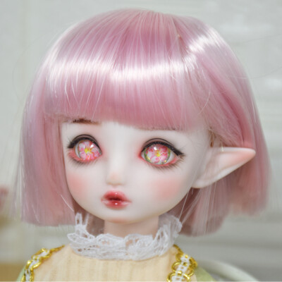 Fashion Pretty 30cm BJD Doll 1/6 SD Dolls with Short Pink Hair Elf Ears Full Set