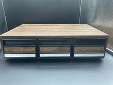 Vintage 36 Cassette Tape Storage Holder Case 3 Drawer Faux Wood Grain Cabinet