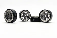 Treal Axial SCX24 1.0 Beadlock Wheels with Brass Rings 22.4g B Type Silver/Grey