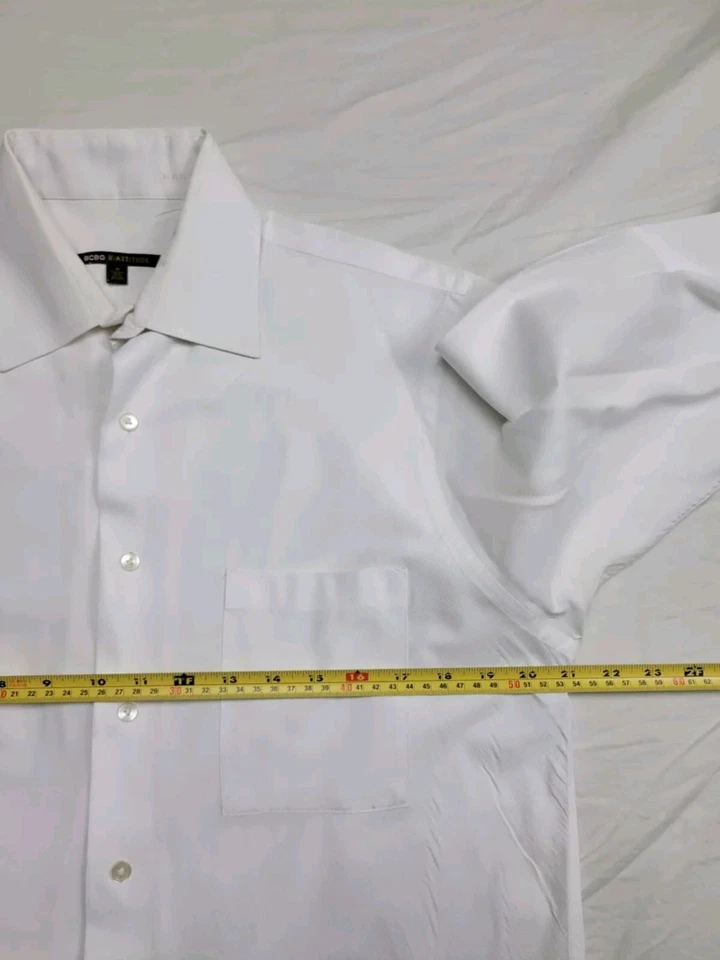 BCBG ATTITUDE Dress Shirt Men's Medium White Button Front Cotton 15 1/2 32/33 - Image 4 of 4