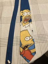 Simpsons Tie 1998 Bart and Homer Screaming tie Made in USA 56"