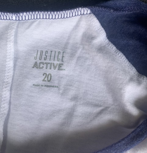 Justice Girl's Shirt Size 20 Blue/White Long Sleeve Property Of Athletics Dept - Picture 8 of 10