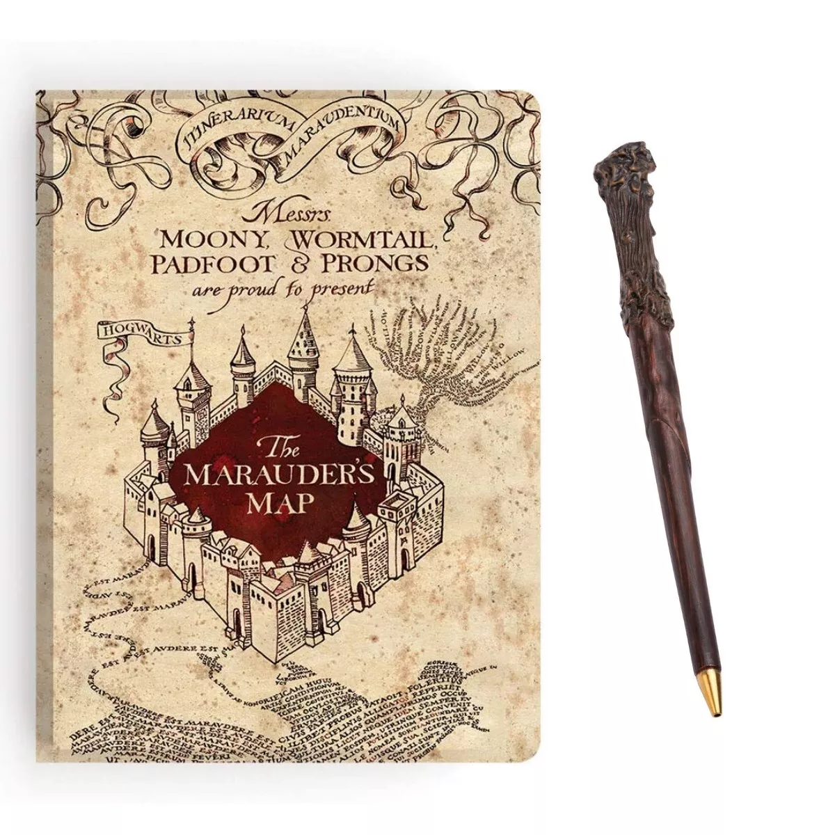 Harry Potter Marauders Map Journal with Wand Pen Set - Wizarding World Gifts