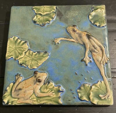 Handmade Frog And Lily Pad Tile Made By Global Views 8.5  By 8.5 