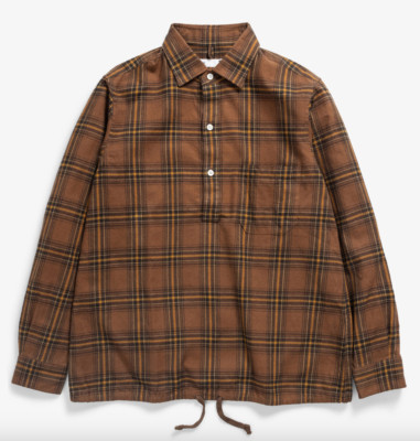 NWT TS(S) Plaid Hem String Shirt - Mens Size 3 / Large - Brown - Made in Japan