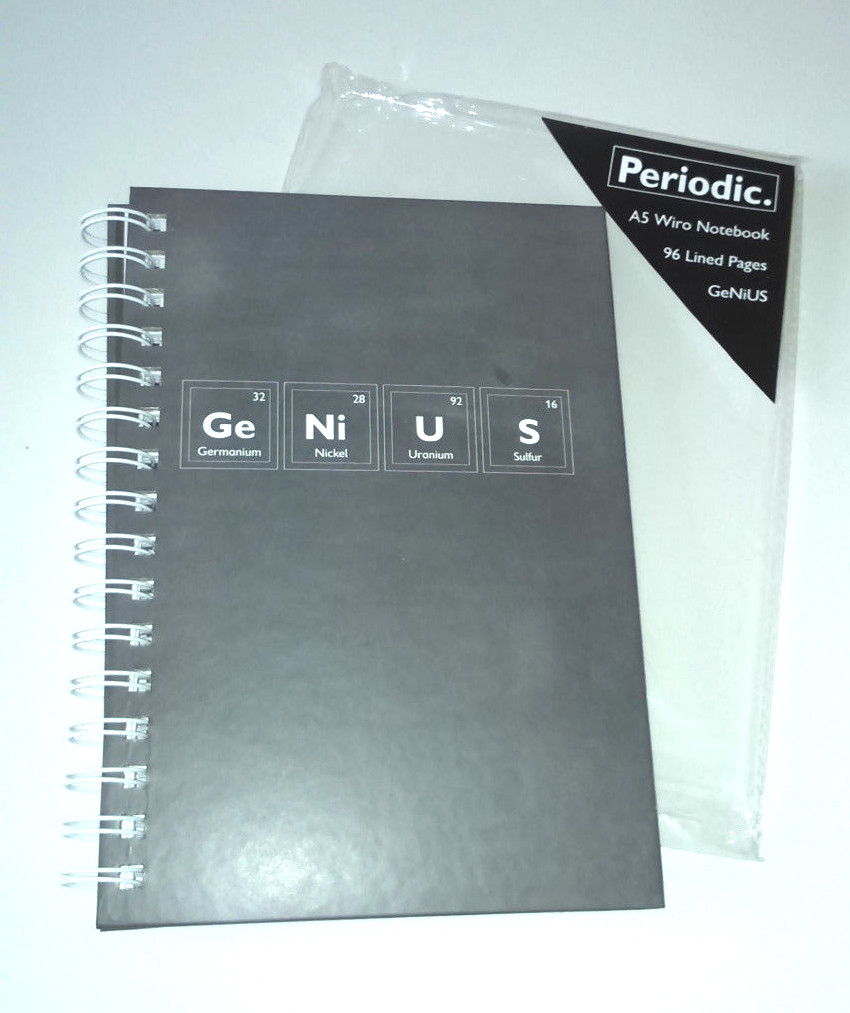 PERIODIC GeNiUS A5 WIRO NOTEBOOK JOURNAL Slate Chalkboard Effect 96p Elements