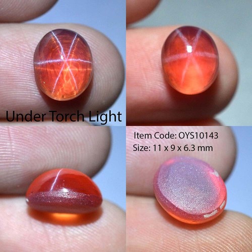 Cabujón corindón estrella naranja ovalada 11x9 mm zafiro 6 rayos laboratorio - Imagen 17 de 25
