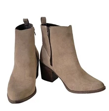 Jennis Ladies Western Ankle Boots Taupe Almond Toe Sz 8 M