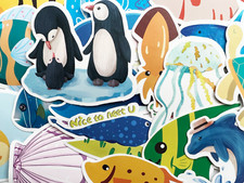 100 Cartoon Kids Ocean Marine Life Stickers Aquatic Journal Skin Lot Bulk Decals