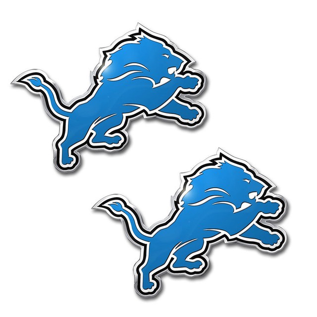 NFL 2pc Detroit Lions Auto Car Truck 3D Aluminum Color Emblem Decal