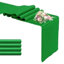 Pack Satin Table Runner 12 x 108 Inch Long Table Runner for 5 Emerald