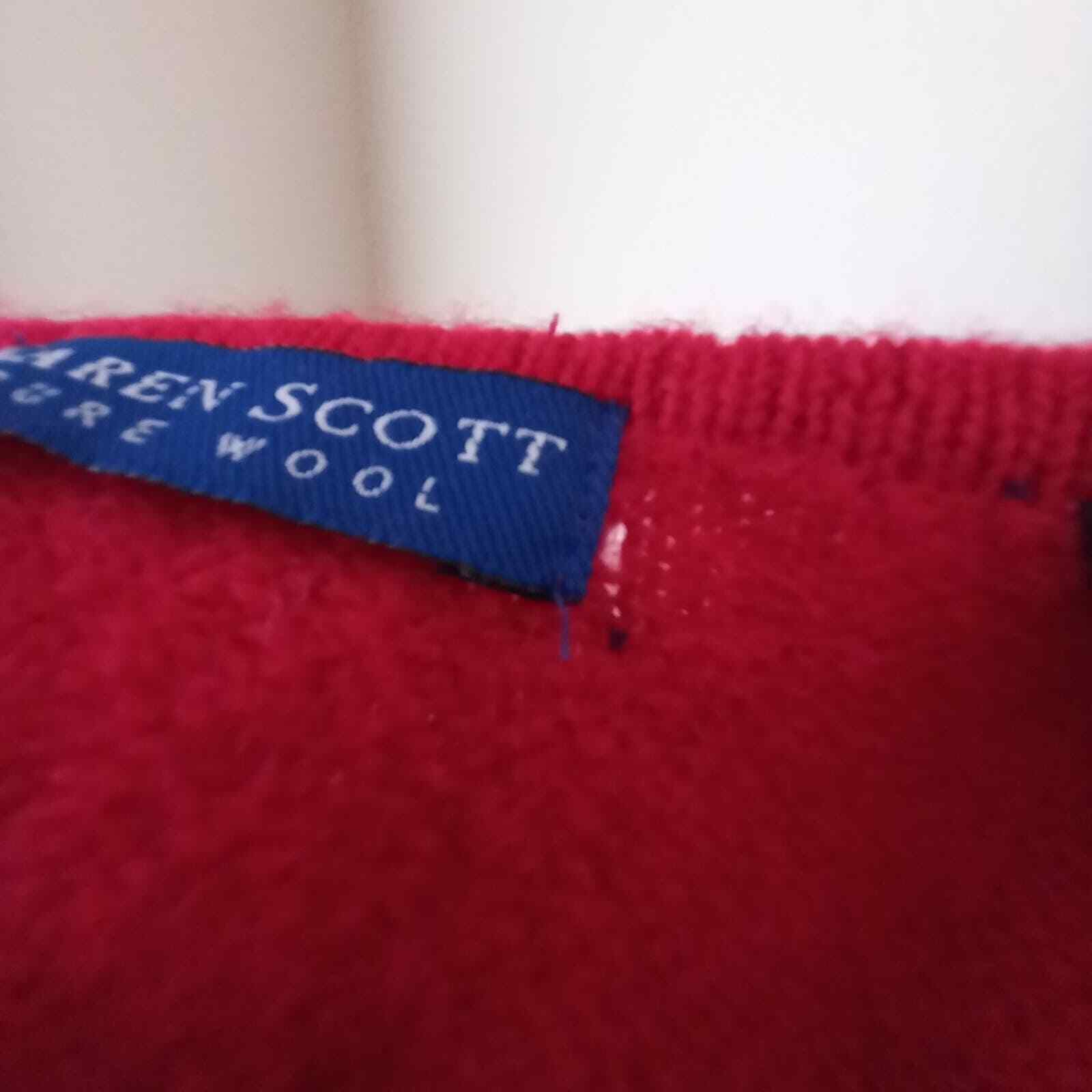 Karen Scott Medium Red Argyle Button Front Long S… - image 8