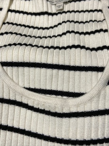 new Guess Womens Nash Black-Ivory Ribbed Knit Striped Sweaterdress MEDIUM - Picture 4 of 7