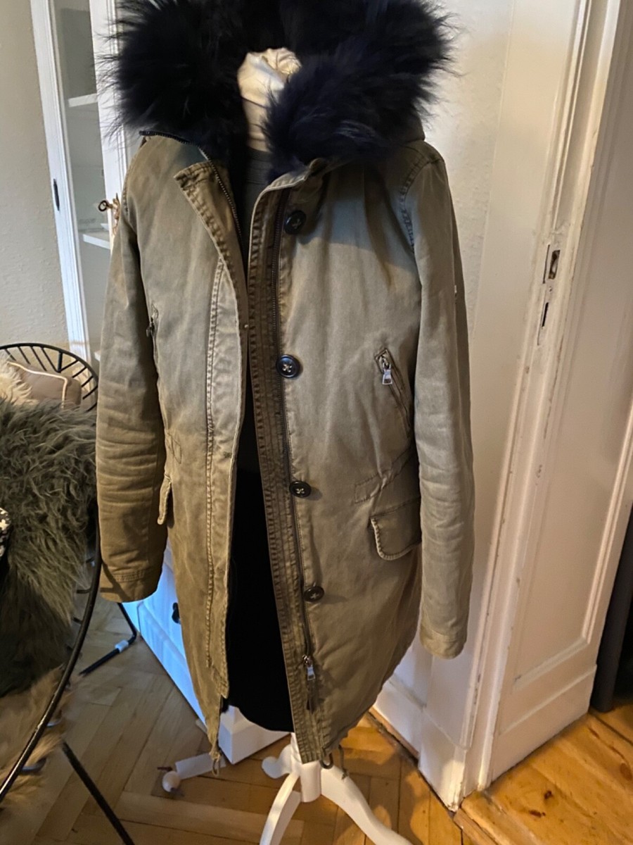 Parka Oliv Mit Echtfell Parka Fellkragen Damen Echtfell Parka