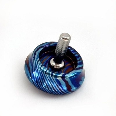 Titanium Damascus Spinning Top Desktop Spinner Fidget Toy Gyro Gyroscope Gift