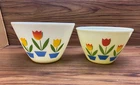 2 Vintage Fire-King White Milk Glass Tulip Nesting Mixing Bowls Set 7.5 & 8.5