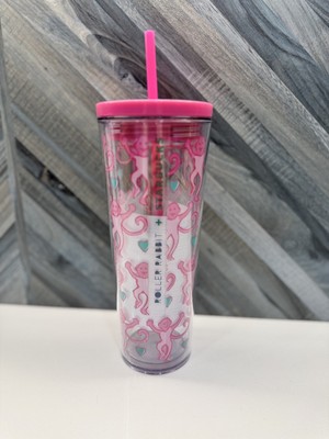 2025 Starbucks x Roller Rabbit Holiday Clear Tumbler Cup Pink Monkeys Limited  