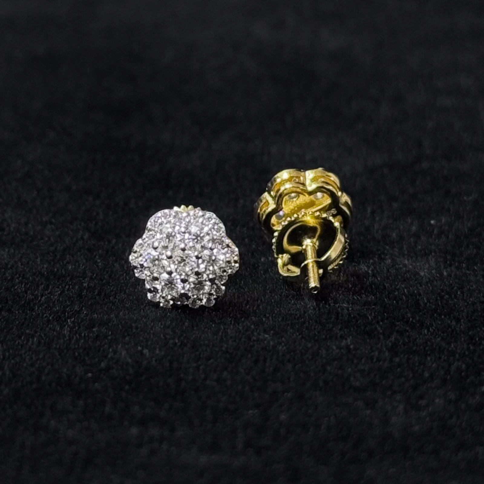 9mm Moissanite Flower Cluster Earrings, 0.76ct Diamond Studs