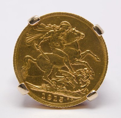 1915 Gold Full Sovereign & 9ct Ring Mount - Size O - 13.62g | eBay UK
