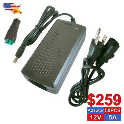 50 Pack Led Driver 5A 12V Power Supply Adapter For 3D Print 5630 LED Strip CCTV