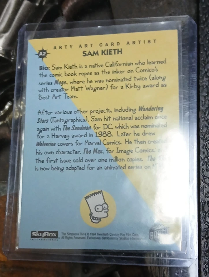 1994 Skybox Simpsons II Bart Simpson Arty Art Cards #A2 Sam Kieth RARE - Image 2 of 2