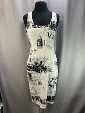 Popular 21 Bodycon Midi Dress Women Large White Black All Over Printed Partywear