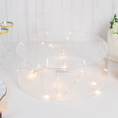 14'' CLEAR Round Acrylic CAKE STAND Display Box Pedestal Riser Party Decorations