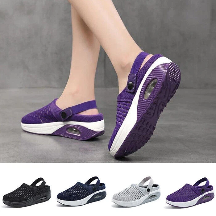 Womens Air Walking Shoes Slip-On Orthopedic Diabetic Mesh Flatform Wedge Sandals